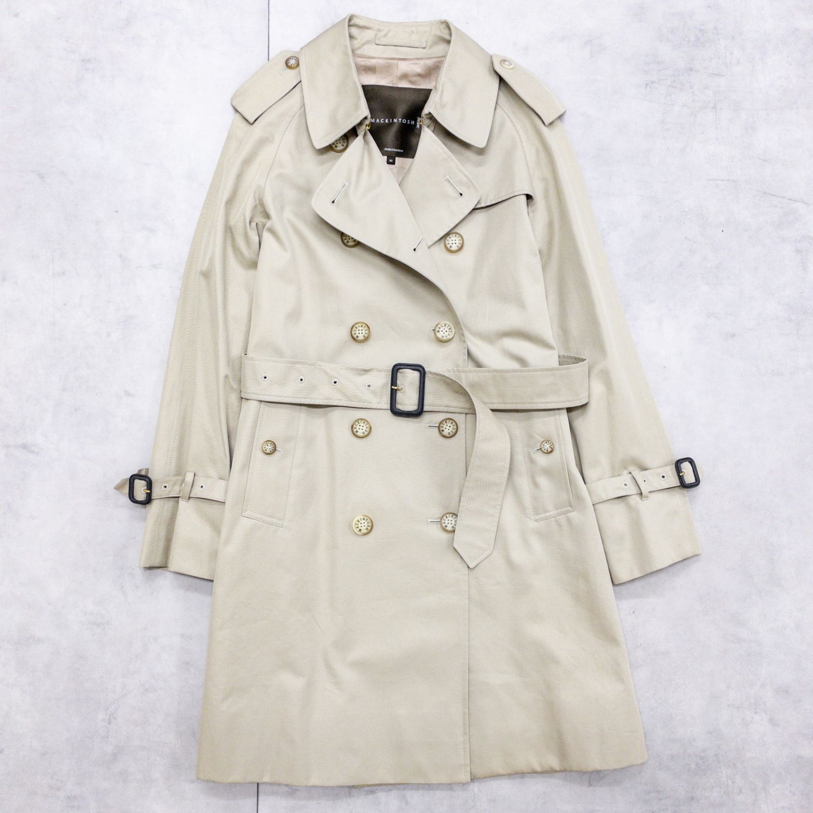 MACKINTOSH マッキントッシュ トレンチコート ベルト コットン ベージュ スコットランド製 レディース 32 b01477