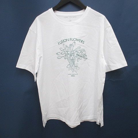 23区 オンワード樫山 ジェーンパッカー JANE PACKER コラボ 花柄 フラワー 半袖 Tシャツ カットソー 44 白系 ホワイト 刺繍