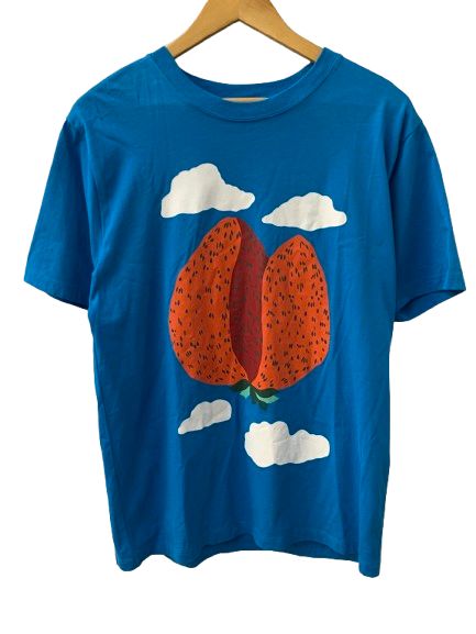 マリメッコ marimekko Liuske Mansikkavuoret Placement Tシャツ ブルー Mサイズ 201LT-520