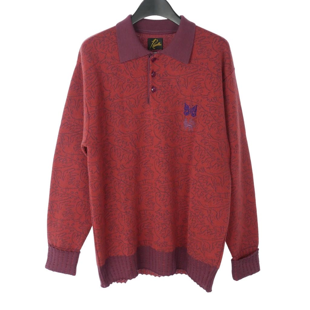 ニードルス ニードルズ Needles × サスクワァッチファブリックス Sasquatchfabrix. ニットポロシャツ セーター 長袖 XS レッド 赤 23AW-KNN-071
