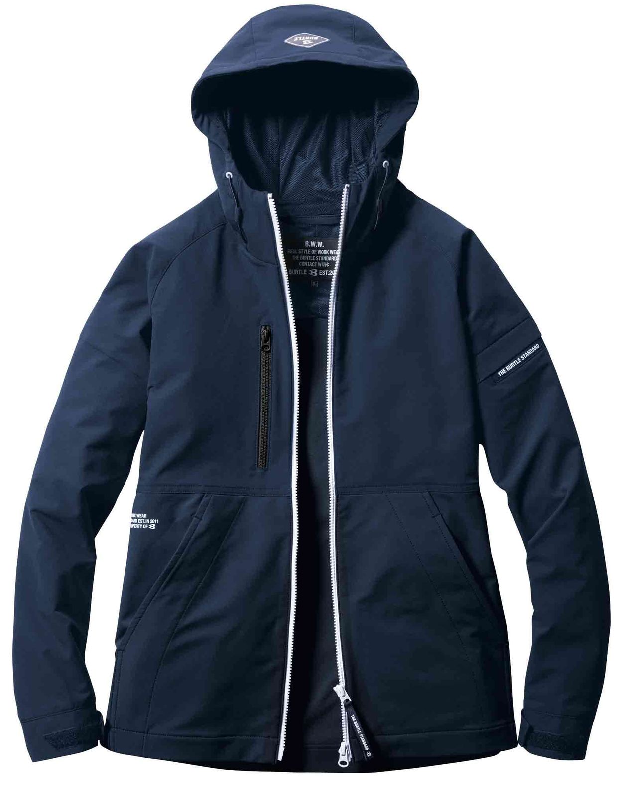新品 BURTLE バートル フーディジャケット(ユニセックス) ネイビー 9515 3 XXL[消臭 吸汗速乾 ストレッチ 静電ケア]