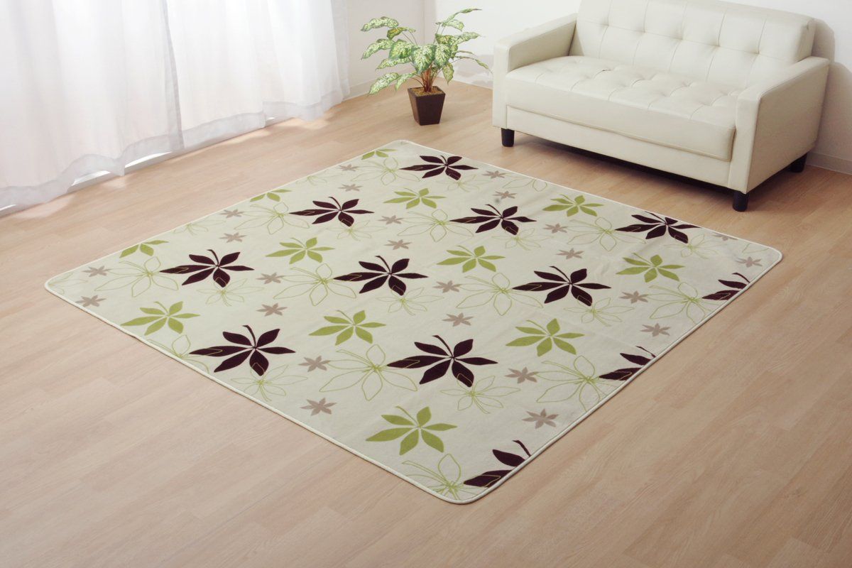 新品 イケヒコ ラグ カーペット 3畳 洗える 抗菌 防臭 無地 WSプランタ グリーン 約200×250cm ホットカーペット対応 #9810939