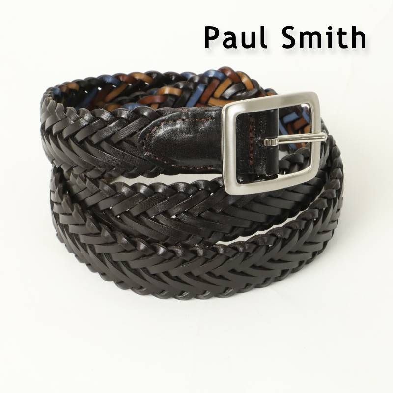 新品 Paul Smith ポールスミス 2WAYメッシュ レザーベルト 牛革 カジュアル ベルト # 975