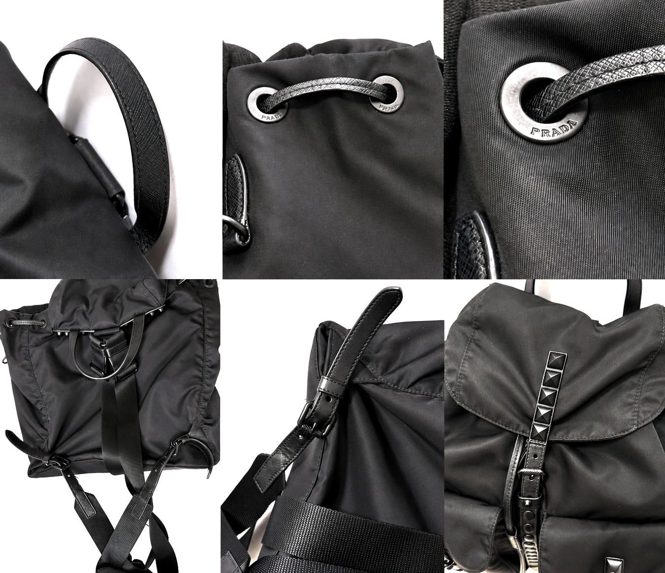 レア 希少 PRADA プラダ ピラミッド スタッズ サフィアーノレザー 