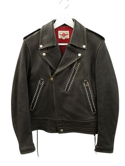 ザ フラットヘッド THE FLAT HEAD ディアスキン ダブル ライダースジャケット レザー 鹿革 36 黒 ブラック ジップアップ 革ジャン アウター 48,060円