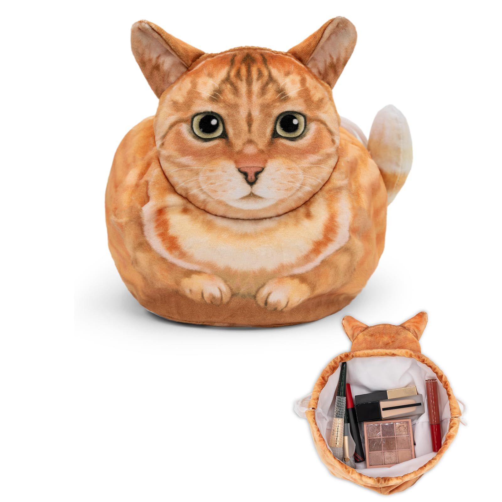 新品 GKIOYRO ドローストリング キュート キャット トラベル メイクバッグ オーガナイザー 大きなコスメポーチ 財布 旅行 洗面用品 必需品 オレンジキャット キャットバッグ