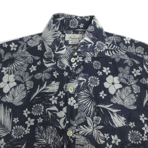 ジャンネット GIANNETTO ボタニカル柄リネンシャツ SlimFIT