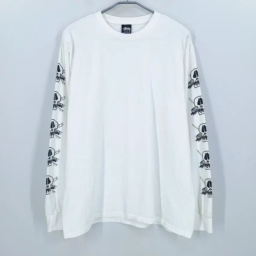 STUSSY Men's Autumn/Winter Printing Slightly Thin Long Sleeve T-Shirt Ivory L (HU44555)