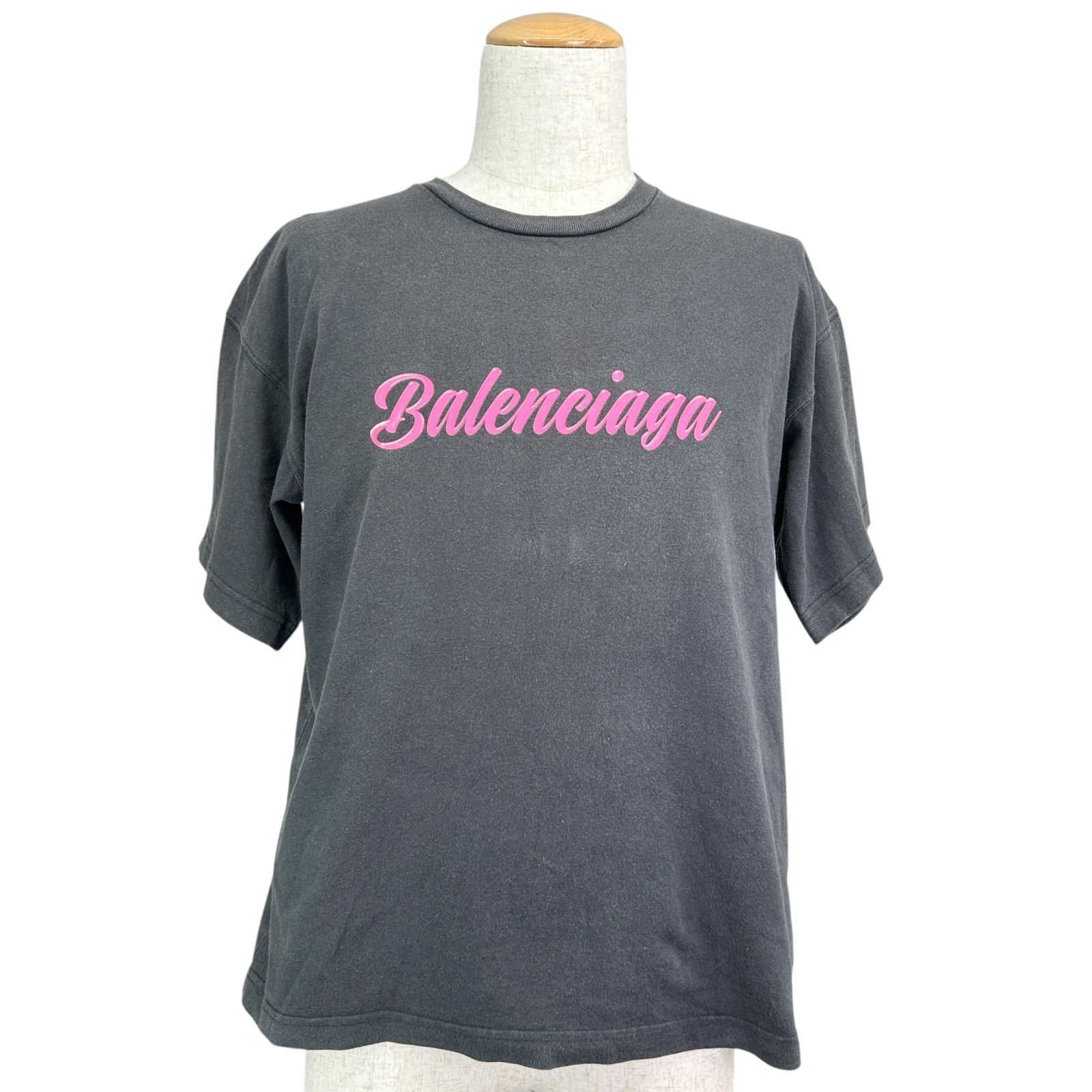 バレンシアガ BALENCIAGA ロゴプリントTシャツ 583212 ブラック コットン メンズ 半袖Ｔシャツ
