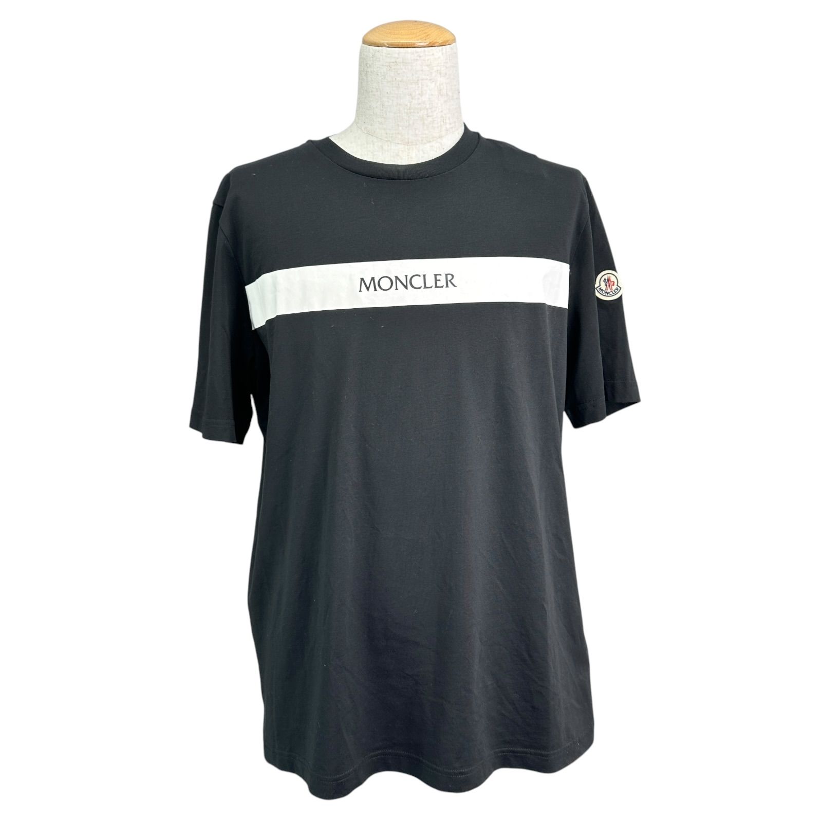 モンクレール MONCLER ロゴワッペン半袖Tシャツ ブラック コットン