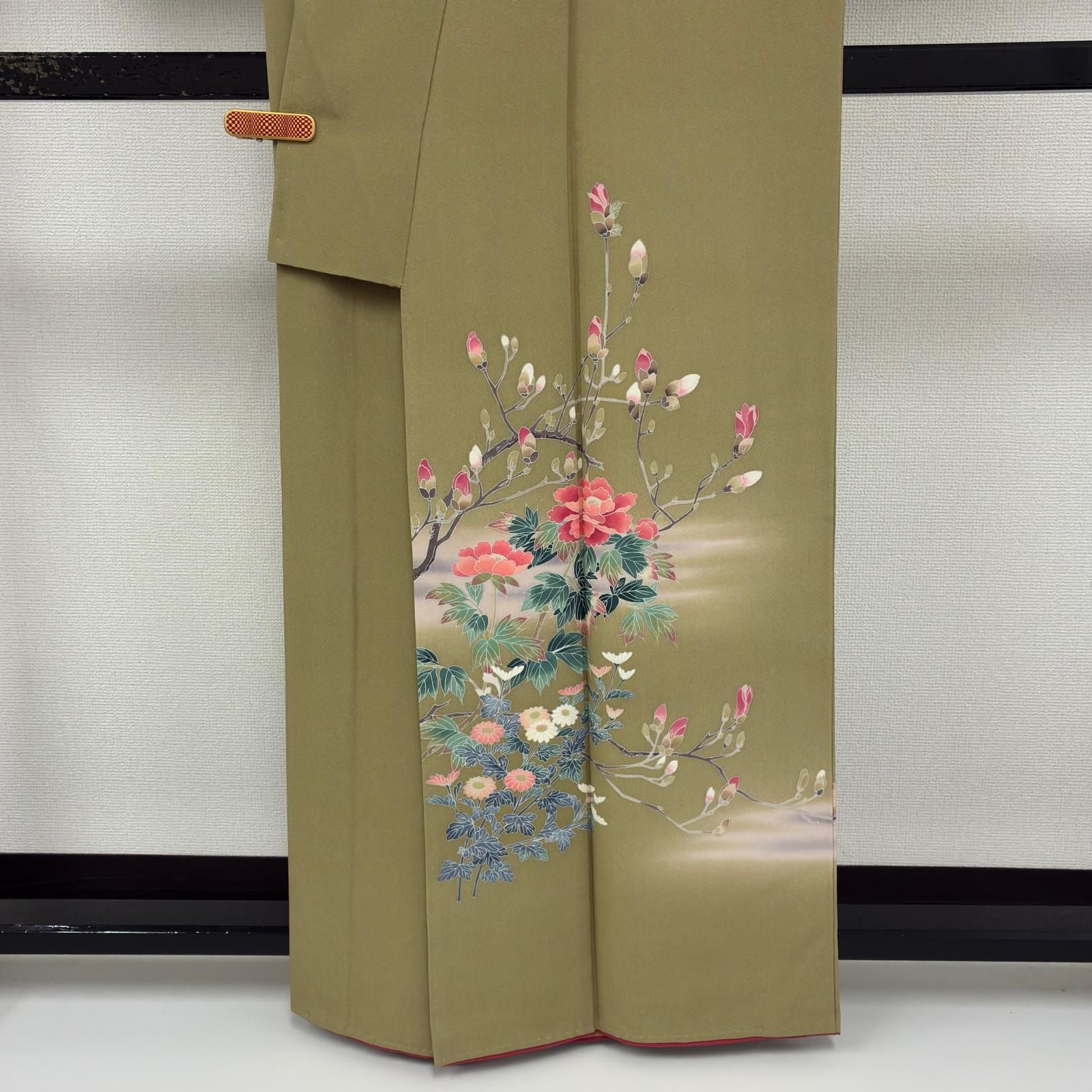 付け下げ 正絹 紋なし 作家物 友禅 美しい染めの花 袷 着物 MK-8098 付け下げ 正絹 紋なし 作家物 友禅 美しい染めの花 袷 着物 MK-8098