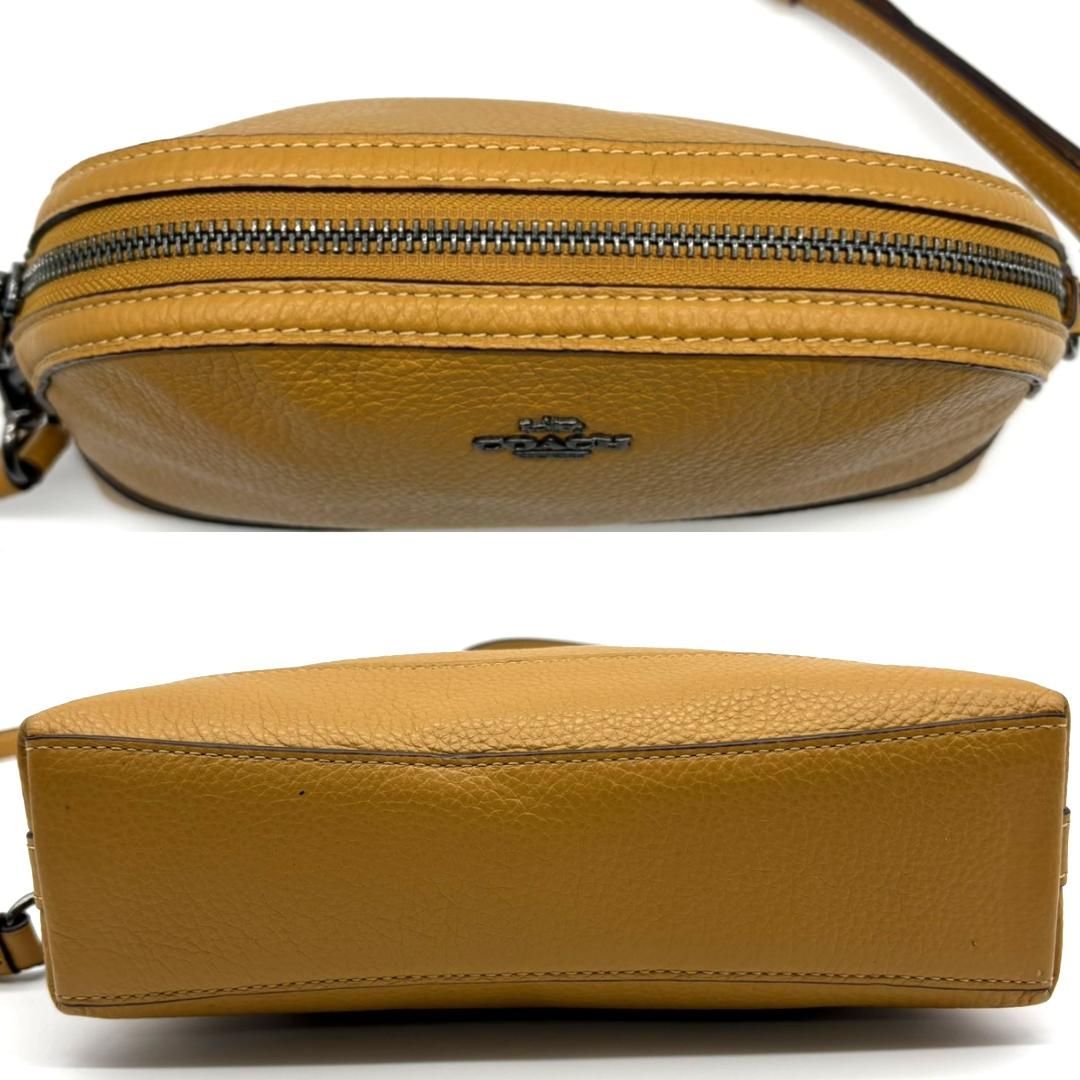 COACH コーチ ショルダーバッグ レザー シボ革 ドーム型 マスタード 