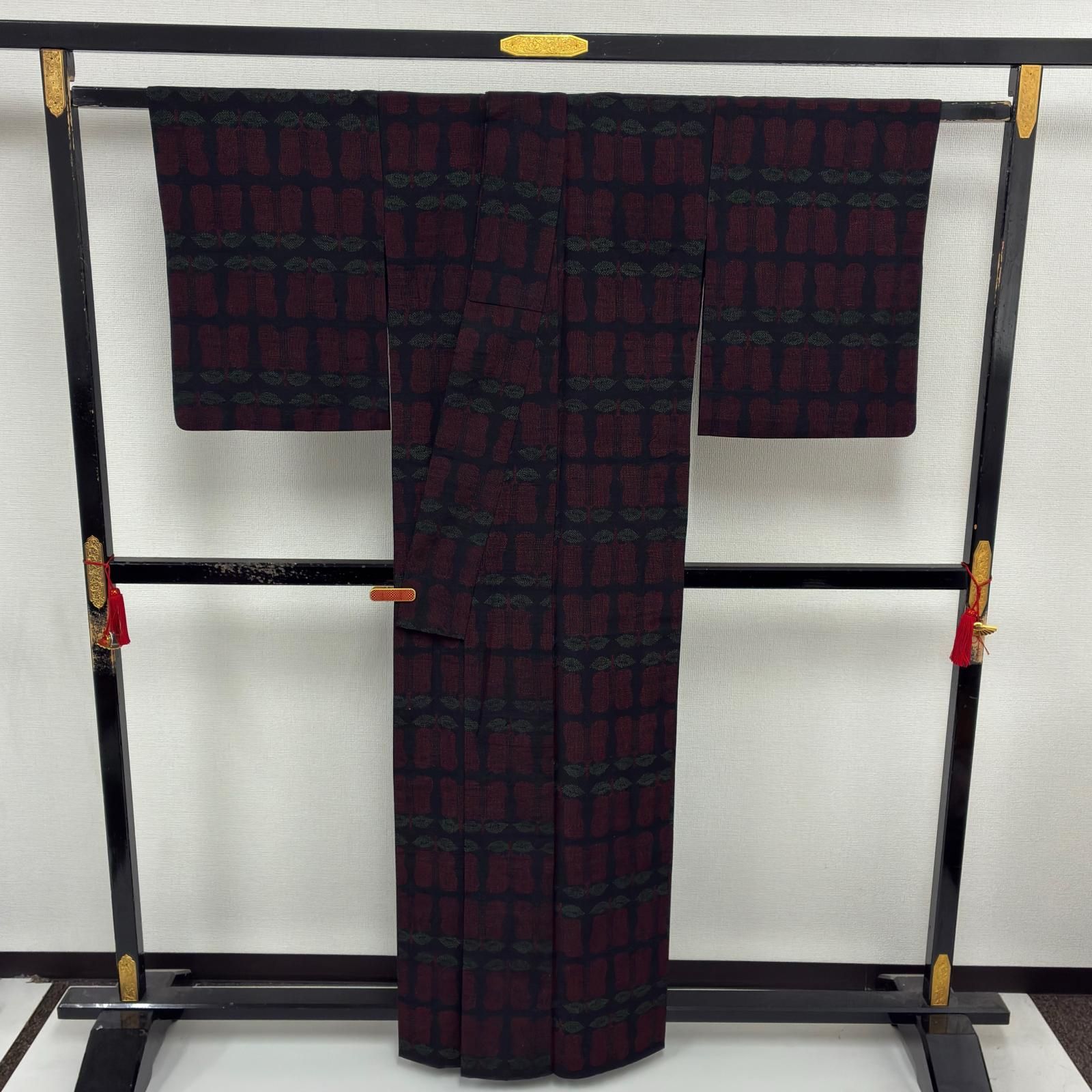 単衣 結城紬 正絹 真綿紬 花草絣 着物 MK-8120 - メルカリ