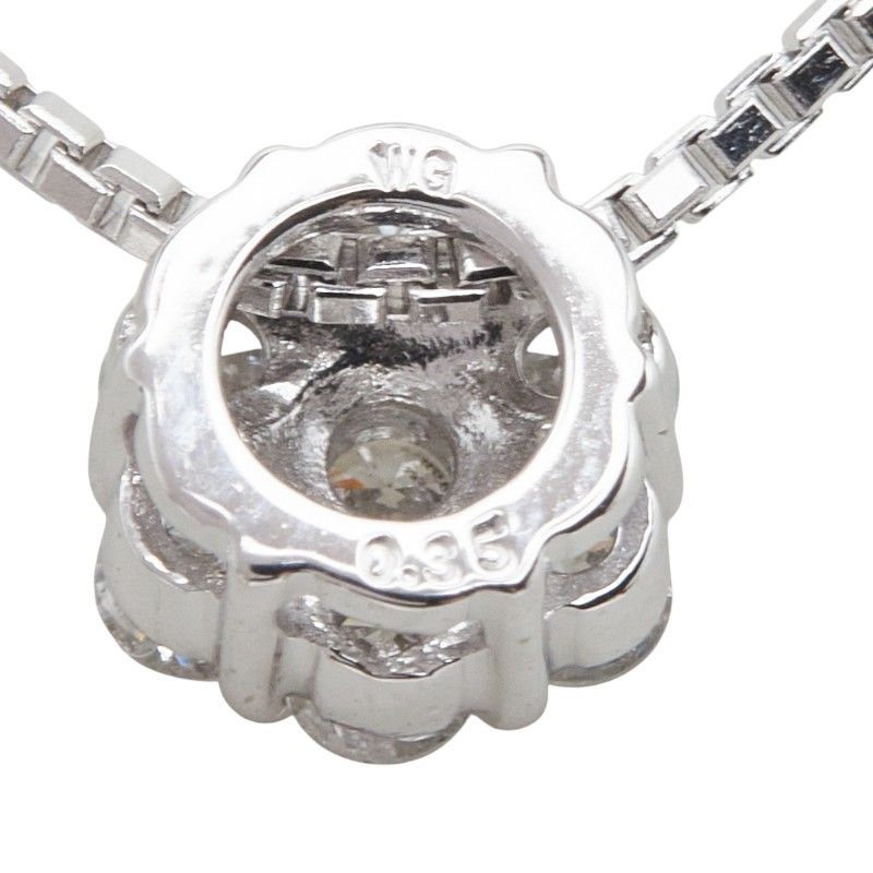 フラワーモチーフ ペンダント ネックレス K18WG ホワイトゴールド