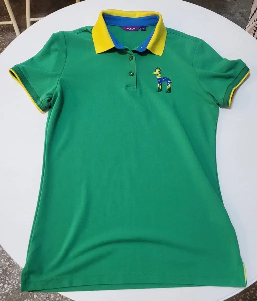 HAZZYS(へジス) ゴルフ グリーン バイカラー 半袖 ポロTシャツ 90