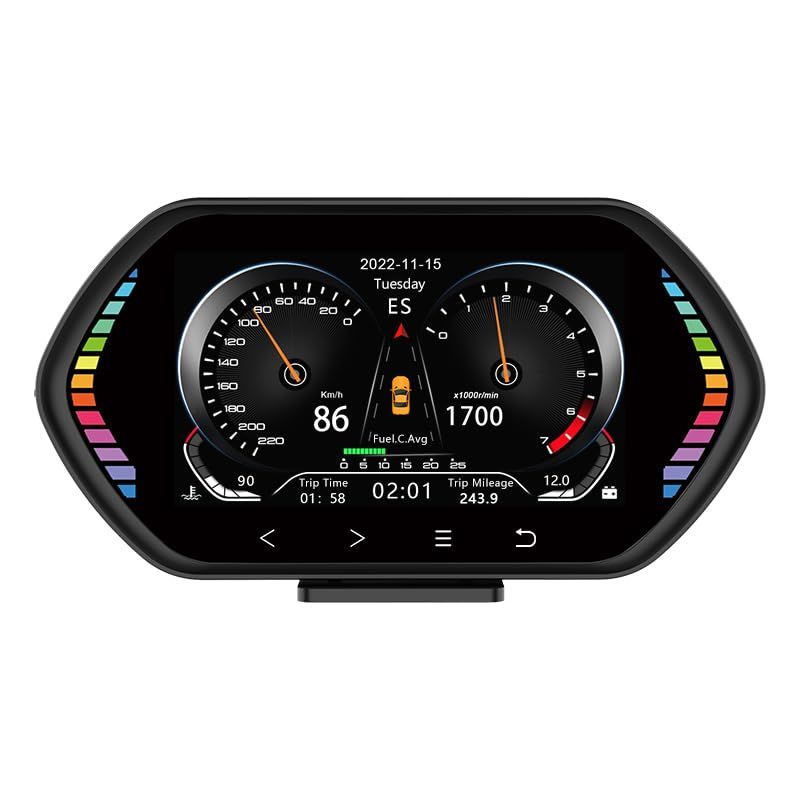 新品 Maelusa HUD ヘッドアップディスプレイ OBD2+GPS スピードメーター 車用 過速度警告搭載 カラフル 5つのモード搭載 年月日 曜日時間表示 多機能デジタルメーター 日本語説明書