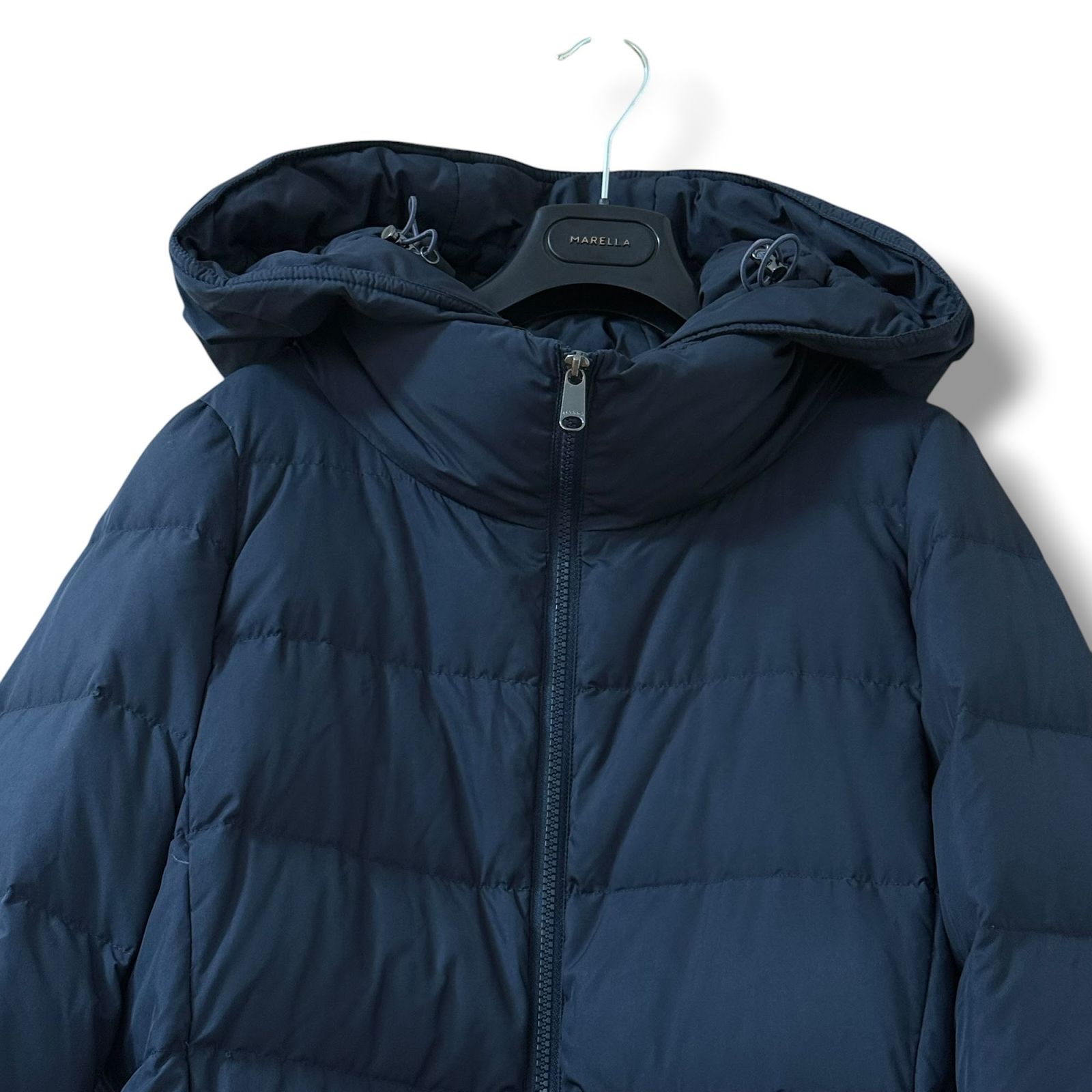 Max&Coダウンジャケット　ネイビー　38 MaxMara フード取外可能 リブ付きダウンコート 42 ネイビー MAX&co