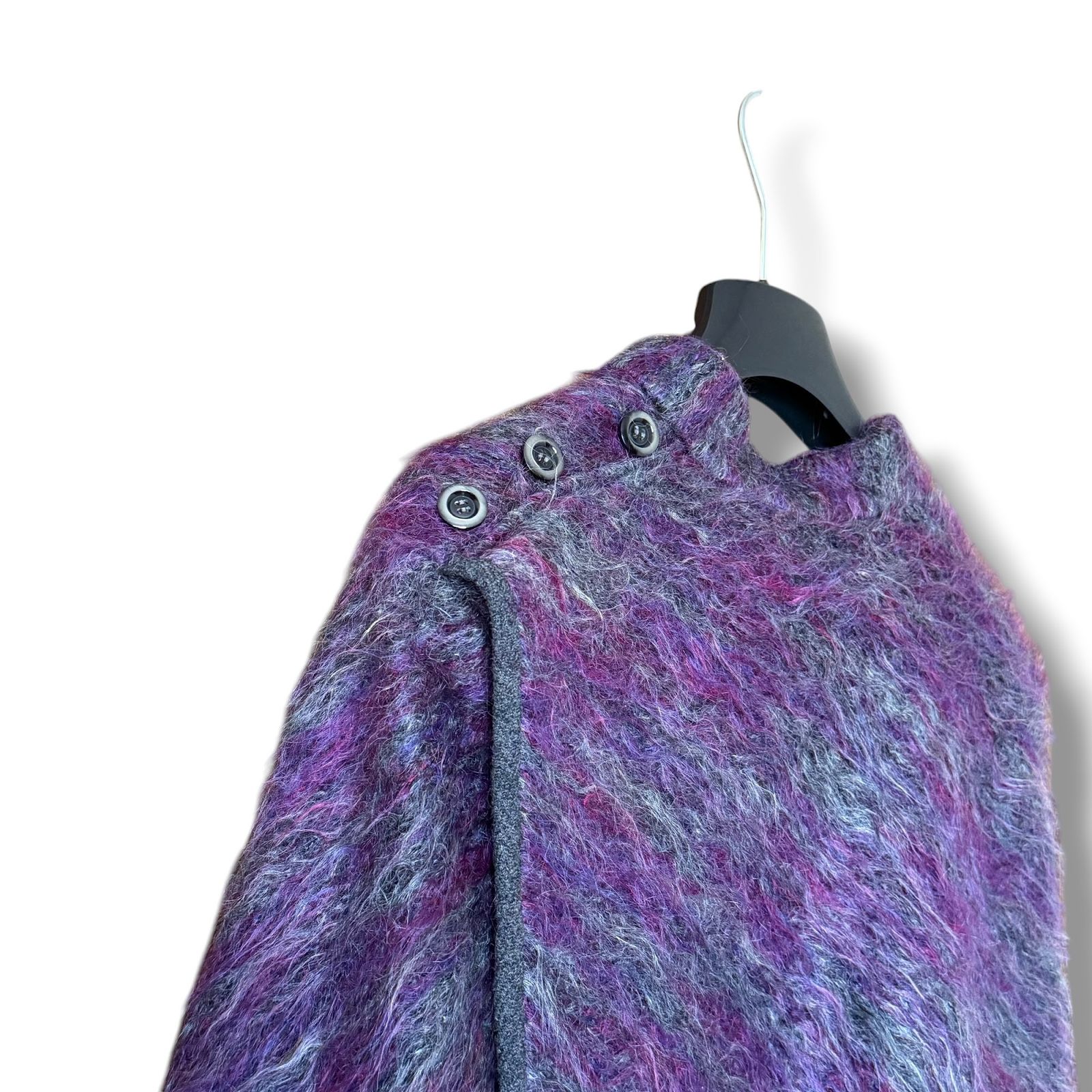 極美品 Agnona モヘヤシャギー ふんわりファー ケープコート ポンチョ