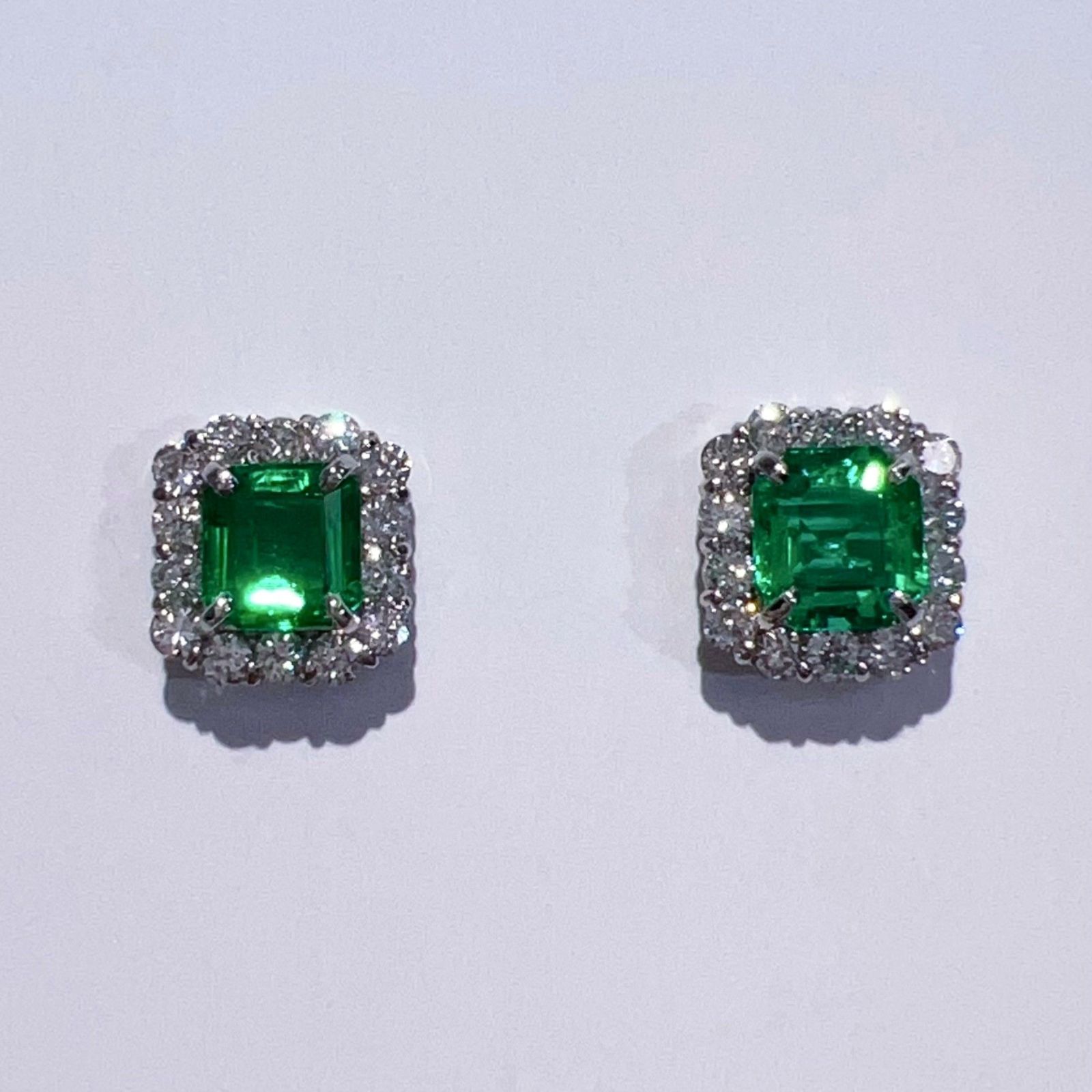 Pt900 天然 エメラルド ダイヤ ピアス E0.99ct D0.56ct 2.2g 鑑別書 