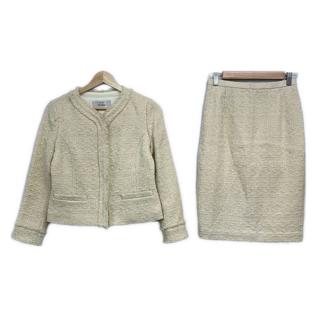Spick&Span Noble(スピック&スパン ノーブル) スカートスーツ レディース美品 - アイボリー ラメ