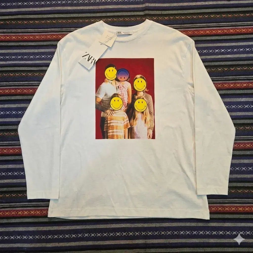 (ほぼ新品) ZARA ザラ スマイル プリンティング 長袖 Tシャツ s