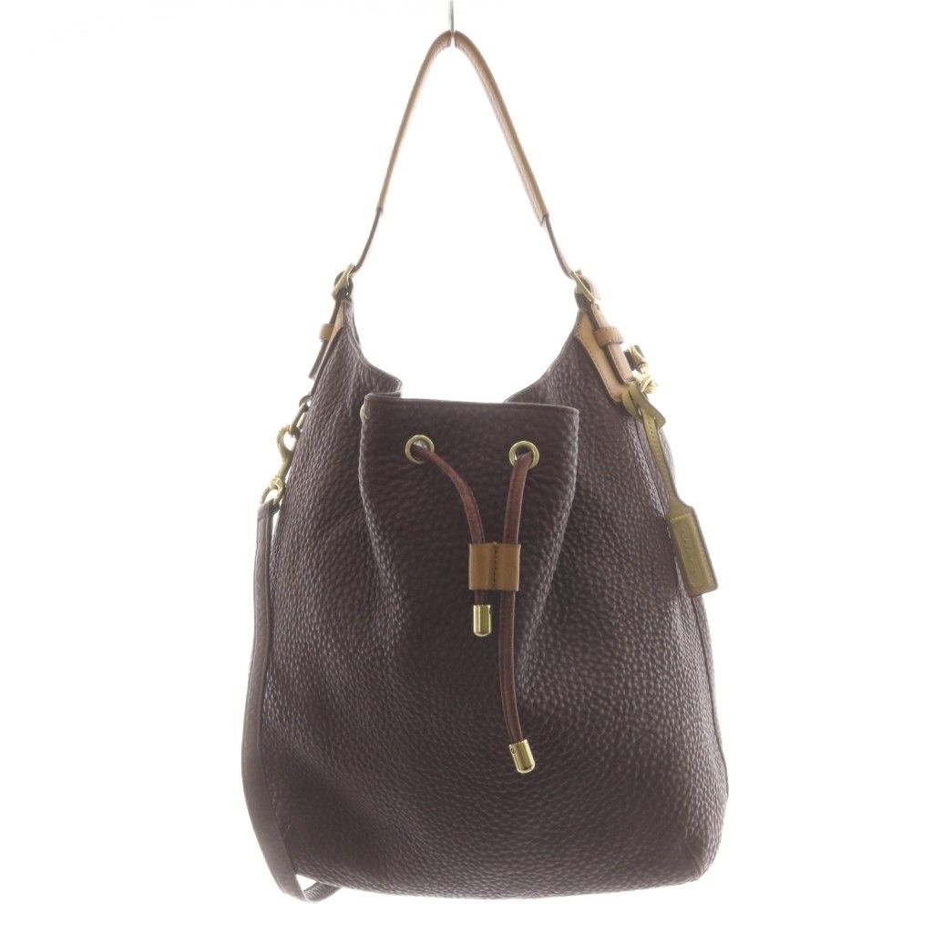 コーチ COACH ハンドバッグ ショルダーバッグ 巾着バッグ 2way レザー 紫 パープル 25306 /AN8