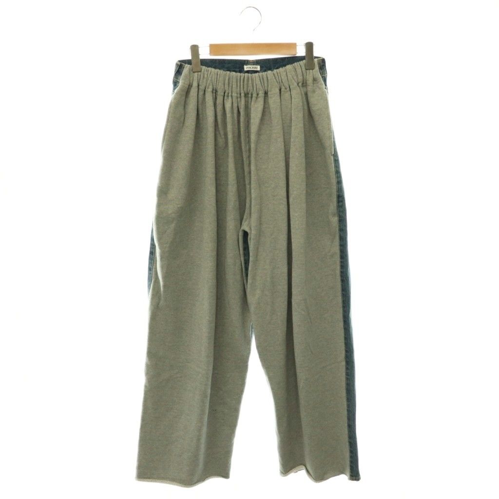アンスクリア INSCRIRE Hybride Sweat Denim Pants スウェット 切替デニム パンツ ワイド 3 グレー /HS ■OS