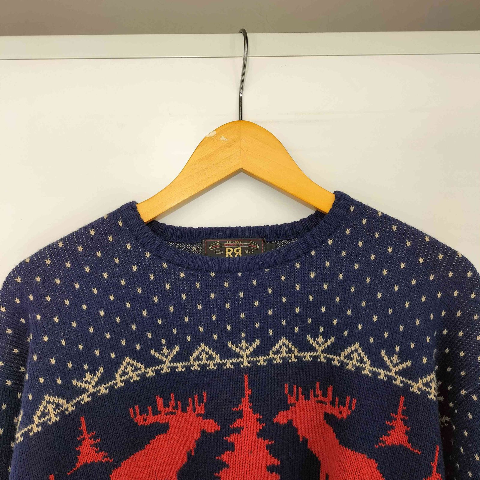 ダブルアールエルラルフローレン RRL RALPH LAUREN 90s 三つ星 初期タグ NORDIC PATTERN WOOL SWEATER ノルディック柄 バーズアイ ウールセーター メンズ JPN：L