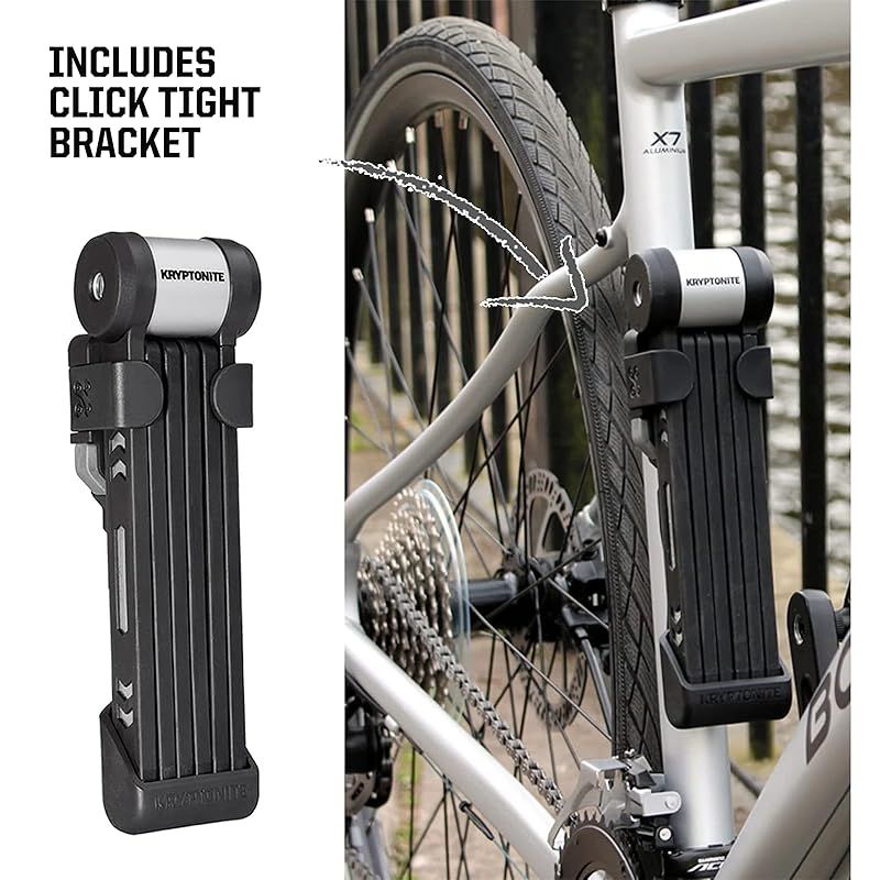 【新品】 Kryptonite Kryptolok 610 S 折りたたみ自転車ロック コンパクト 軽量 高セキュリティ 盗難防止 折りたたみ式自転車ロック 鍵2個とマウント付き Eバイク スクーター ロード マウンテンバイク用 100cm (39インチ)