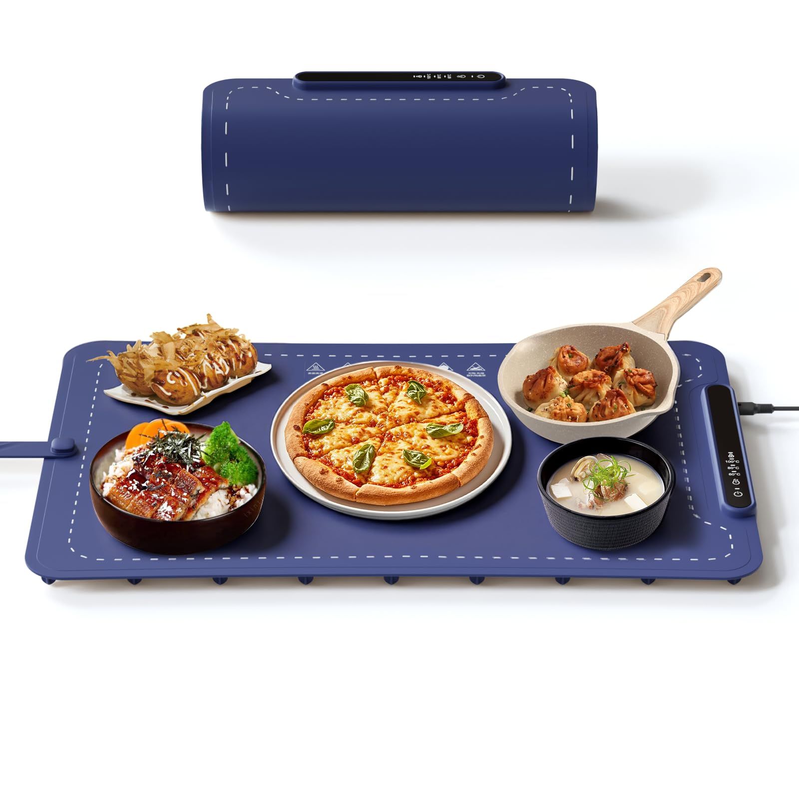 COWSAR 保温プレート 食品保温器 フードウォーマー シリコーンナノ素材 耐久性 防滴性 防汚性 耐油性 保温マット 弁当 発酵 3つ (60℃80℃100℃)の温度設定調節 自動電源オフ 食事会や日常使用 (ブルー)so