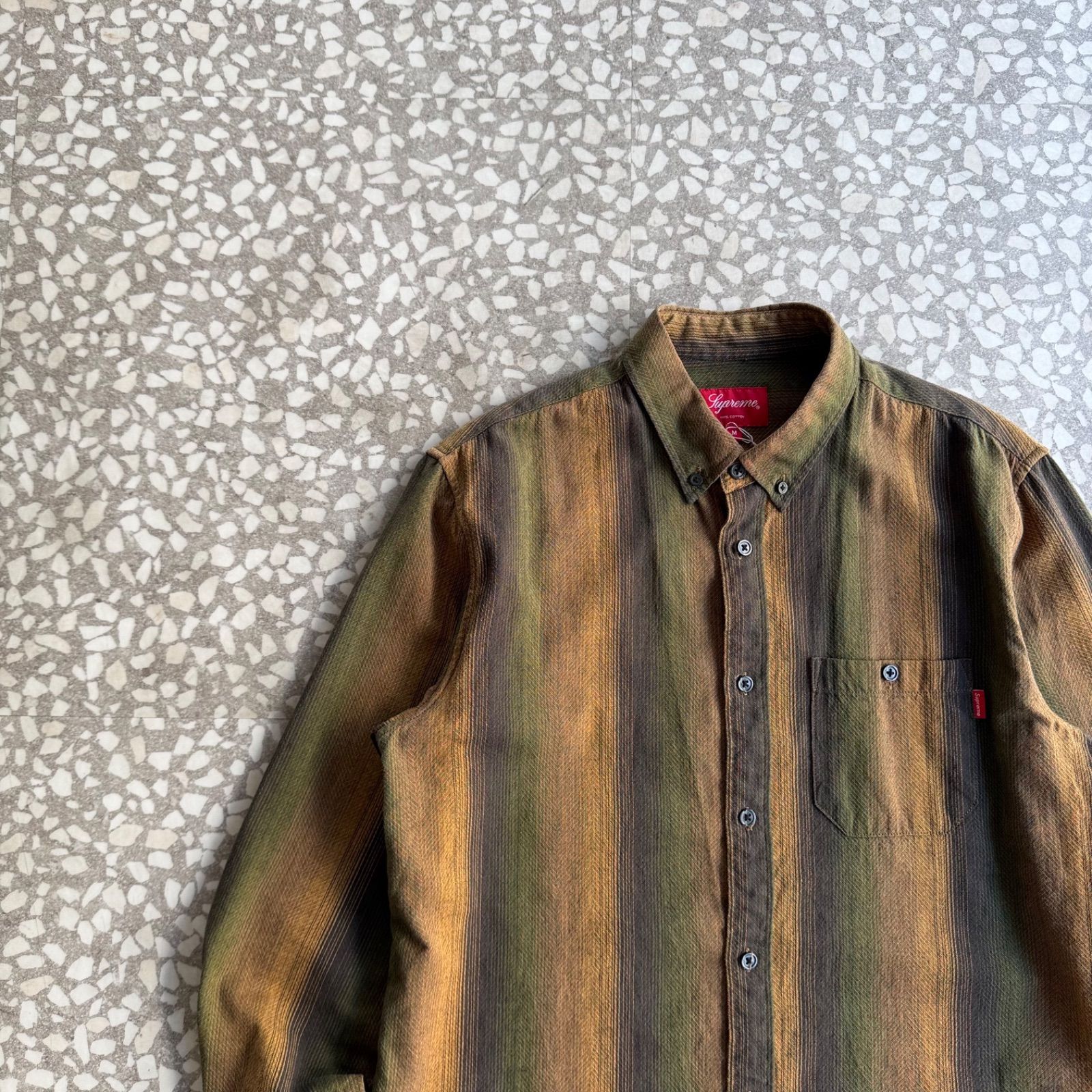 Supreme / 10’s ombre stripe ls shirt size M シュプリーム　オンブレストライプ　長袖シャツ　ストリート　ネルシャツ シャドーストライプ　長袖 sk8 西海岸　stussy