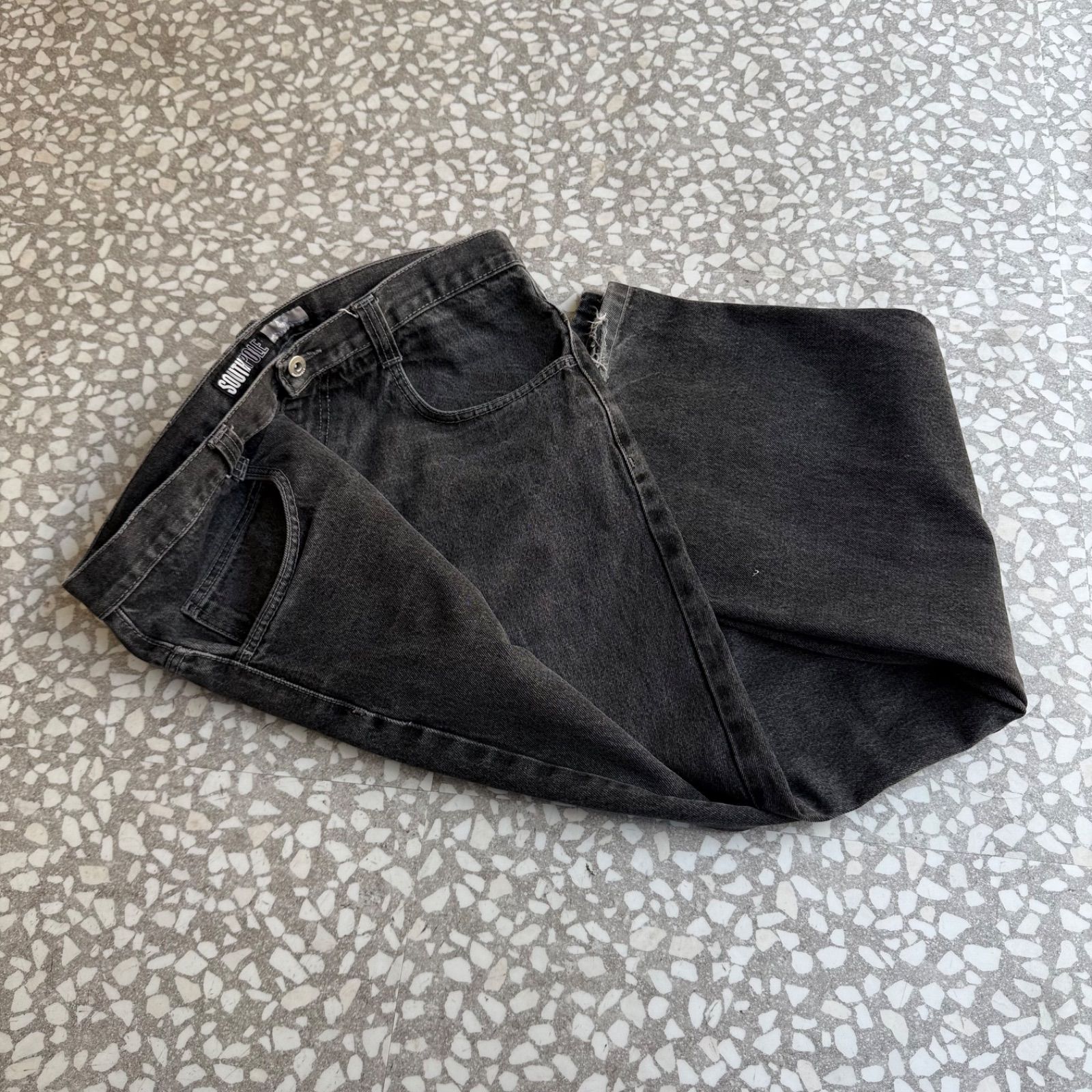 SOUTHPOLE / 00’s- baggy black denim size 36 サススポール　先染めブラックデニム　バギーパンツ　ストリート　極太 横ノリ　ワイド ヒップホップ　B系