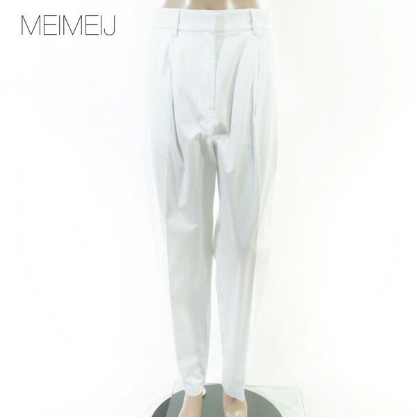 80%OFF 新品 メイメイジェイ MEIMEI J パンツ 40 EPT1192 Mサイズ ホワイト レディース コットンパンツ タック入り ストレッチ イタリア製