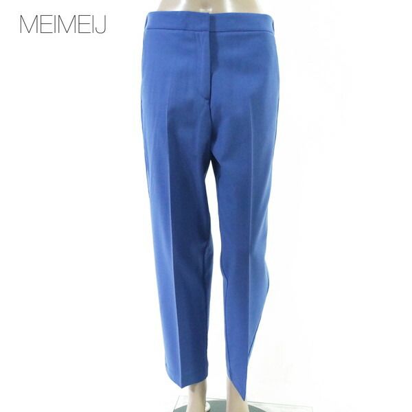 80%OFF 新品 メイメイジェイ MEIMEI J パンツ 40 EPT1193 Mサイズ ブルー レディース カラーパンツ ウール ストレート イタリア製