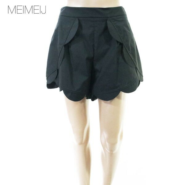80%OFF 新品 メイメイジェイ MEIMEI J パンツ 40 EPT1205 Mサイズ ブラック レディース ショートパンツ キュロットパンツ コットン イタリア製