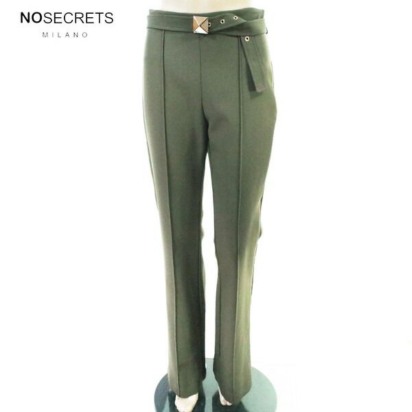 80%OFF 新品 ノーシークレッツ NO SECRETS パンツ 42 EPT1214 Mサイズ カーキ レディース ベルト付きパンツ センターライン