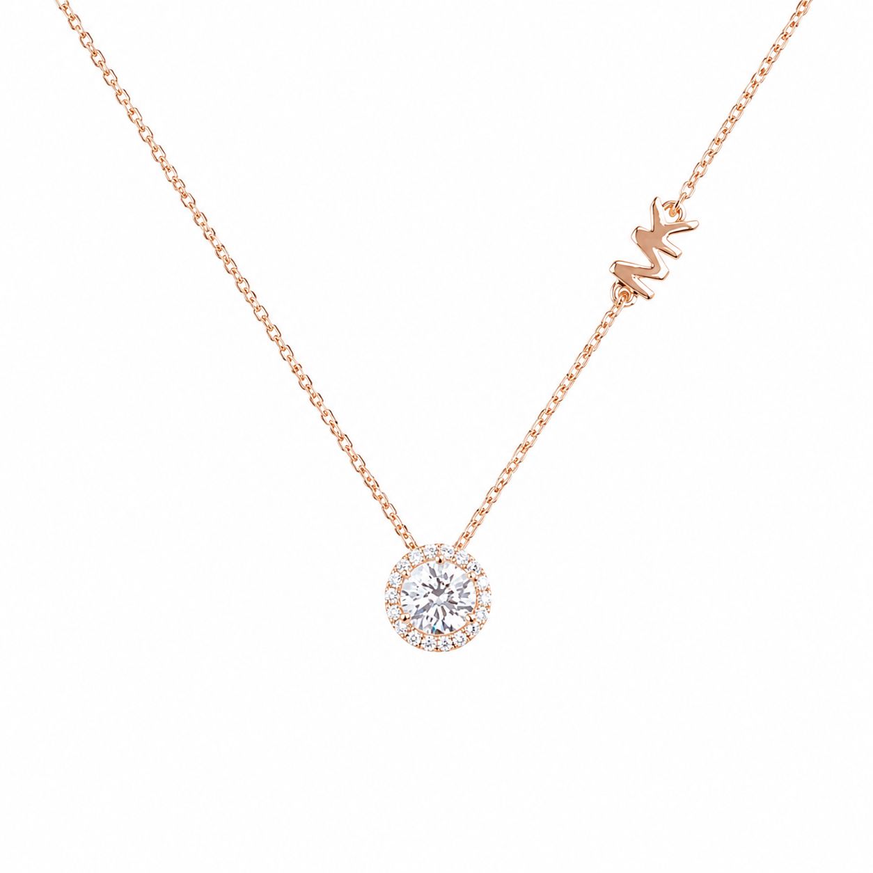 【ギフト対応可】マイケルコース MICHAEL KORS ネックレス MK Logo Pavé Stud Pendant Necklace MKロゴ ローズゴールド レディース アクセサリー 人気 ブランド おしゃれ 誕生日 記念 プレゼント ギフト 送料無料