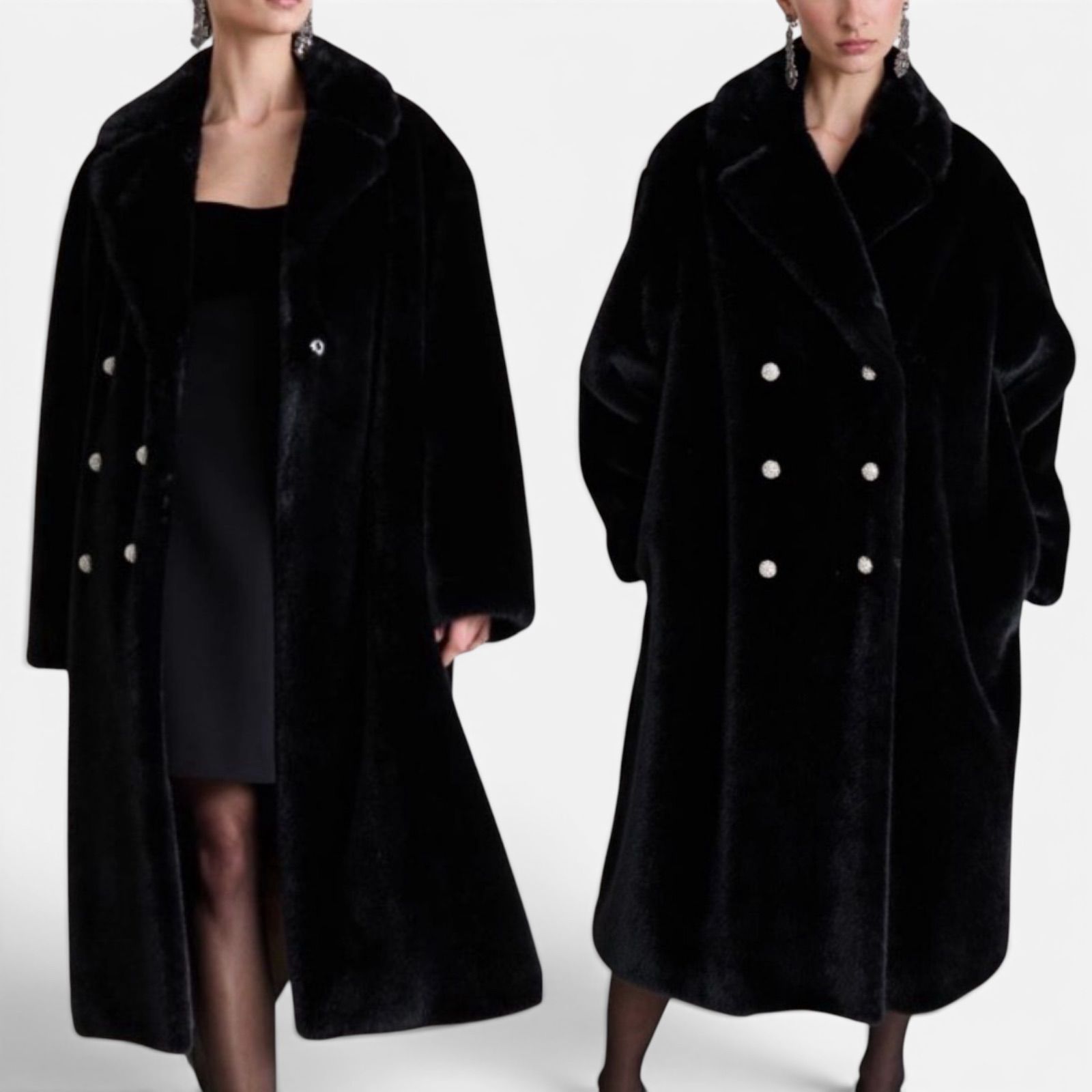 未使用級 24AW MaxMara テディベアコート 黒 大きいサイズ46