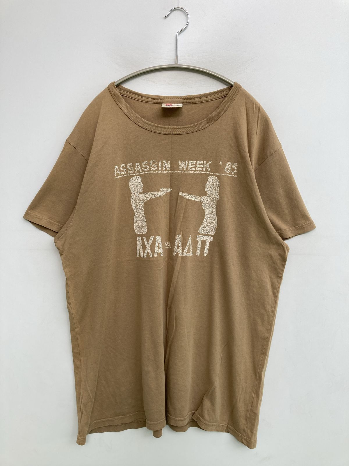 woodbury Tシャツ/カットソー L ブラウン 前面プリント ミドル丈 半袖 クルーネック(丸首) メンズ レディース