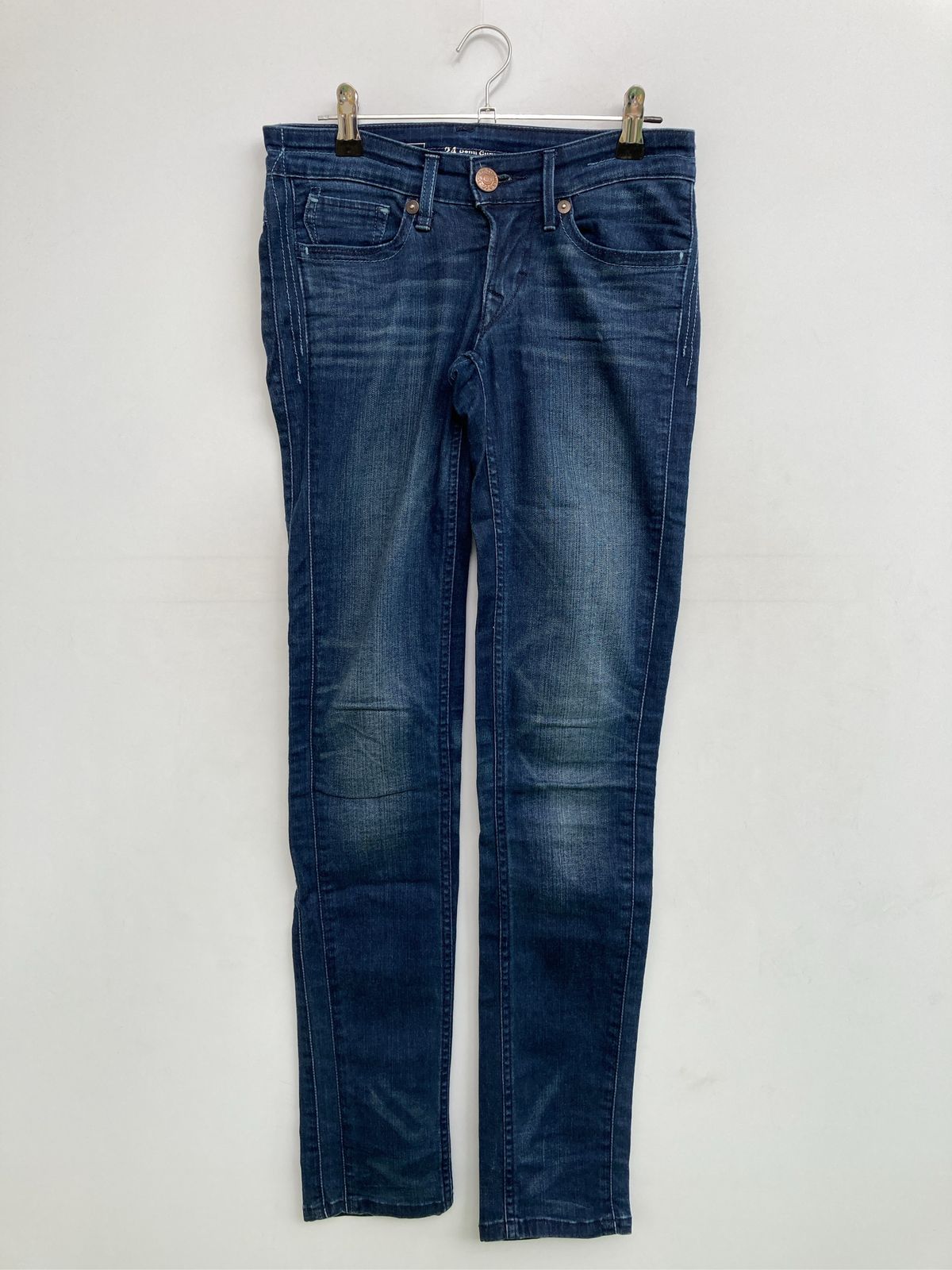 Levi's リーバイス デニムパンツ W24 L32 ネイビー フルレングス 無地 ブランドロゴ スキニー・タイト レギュラー ヴィンテージ レディース