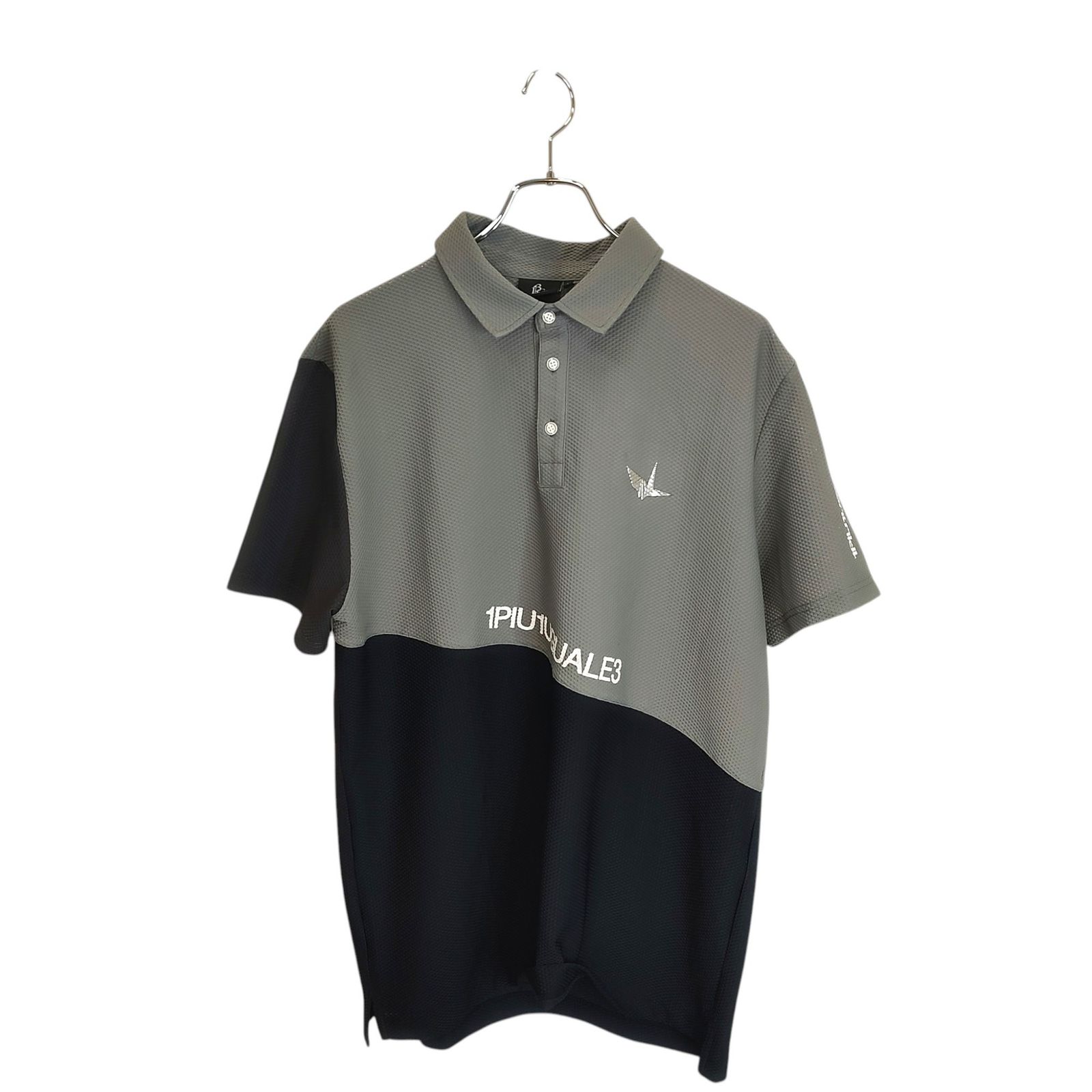 1PIU1UGUALE3 GOLF ウノピゥウノウグァーレトレ ゴルフ 24SS S/S POLO DIAGONAL SWITCH 半袖 ポロシャツ GRT216-POE488 6 XL グレー メンズ