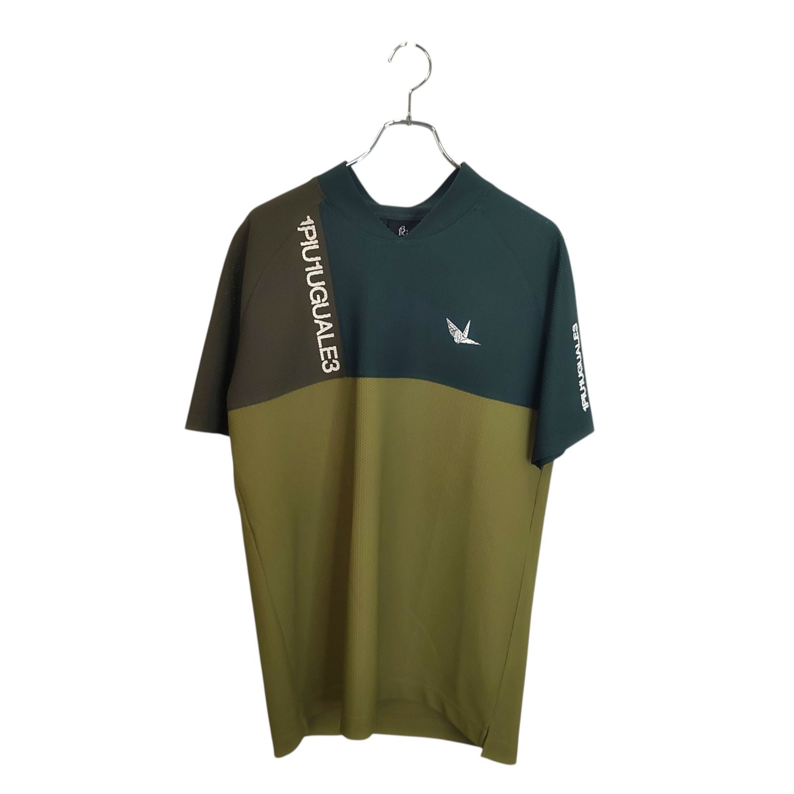 1PIU1UGUALE3 GOLF ウノピゥウノウグァーレトレ ゴルフ 24SS S/S MOCK NECK SIDE SWITCH 半袖 モックネック Tシャツ GRT218-POE488 6 XL グリーン メンズ