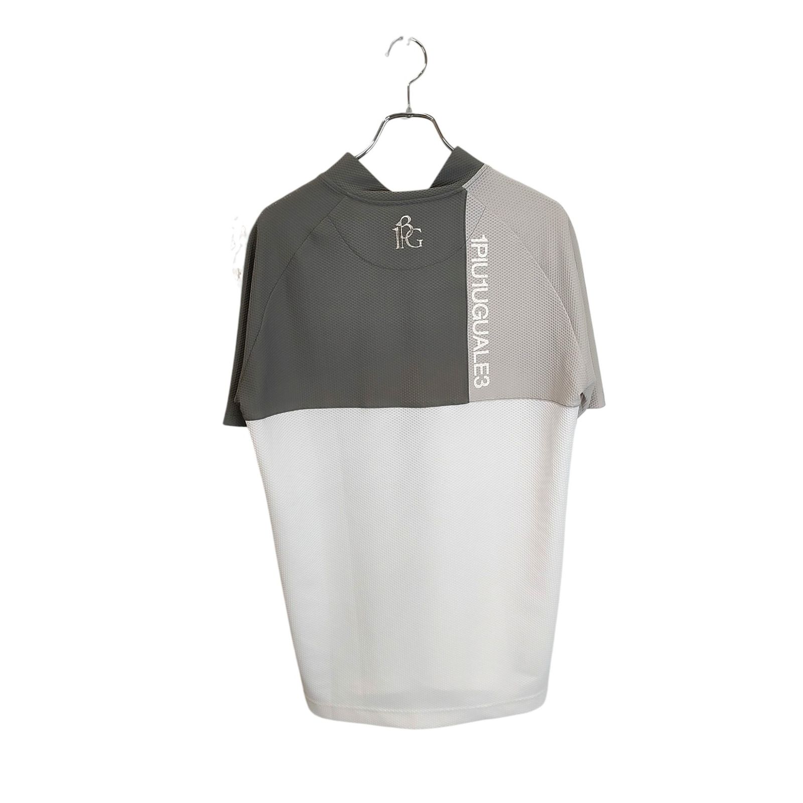 1PIU1UGUALE3 GOLF ウノピゥウノウグァーレトレ ゴルフ 24SS S/S MOCK NECK SIDE SWITCH モックネック半袖 Tシャツ GRT218-POE488 6 XL ホワイト×グレー メンズ