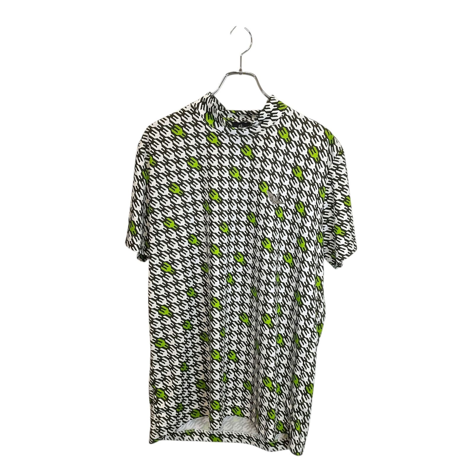 1PIU1UGUALE3 GOLF ウノピゥウノウグァーレトレ ゴルフ 24SS 113 GOLF S/S MOCK NECK HOUNDSTOOTH 総柄 半袖 モックネック Tシャツ GRT221-POE477 6 XL グリーン メンズ