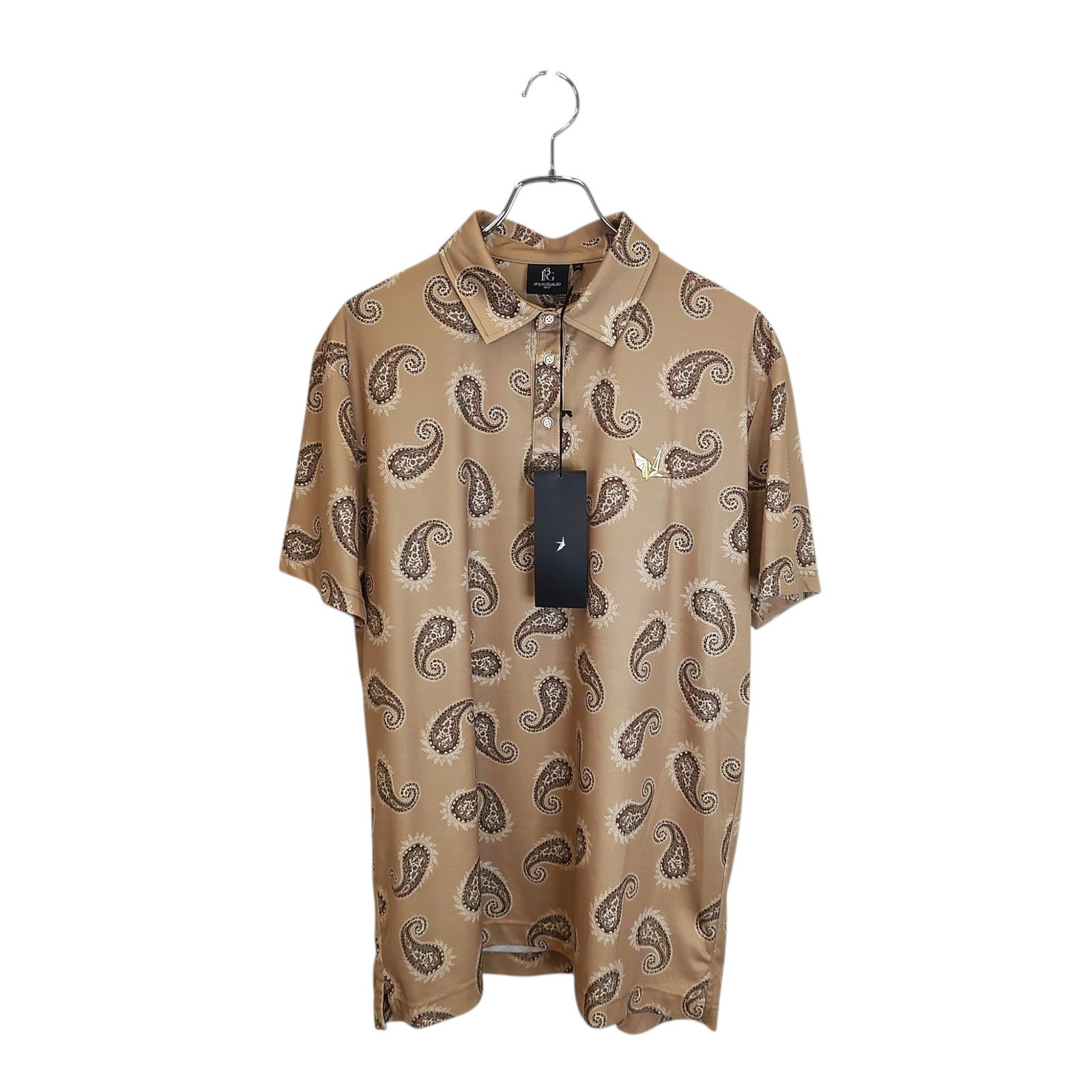 1PIU1UGUALE3 GOLF ウノピゥウノウグァーレトレ ゴルフ 24SS S/S POLO PAISLEY ペイズリー柄 半袖 ポロシャツ GRT211-POE477 6 XL ベージュ メンズ