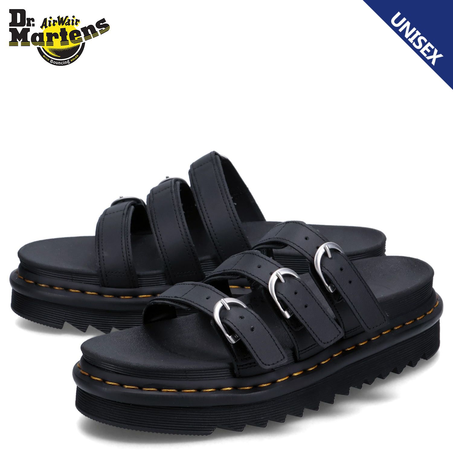 ドクターマーチン Dr.Martens サンダル スライドサンダル ブレア メンズ レディース 厚底 BLAIRE SLIDE 25456001、ブラック