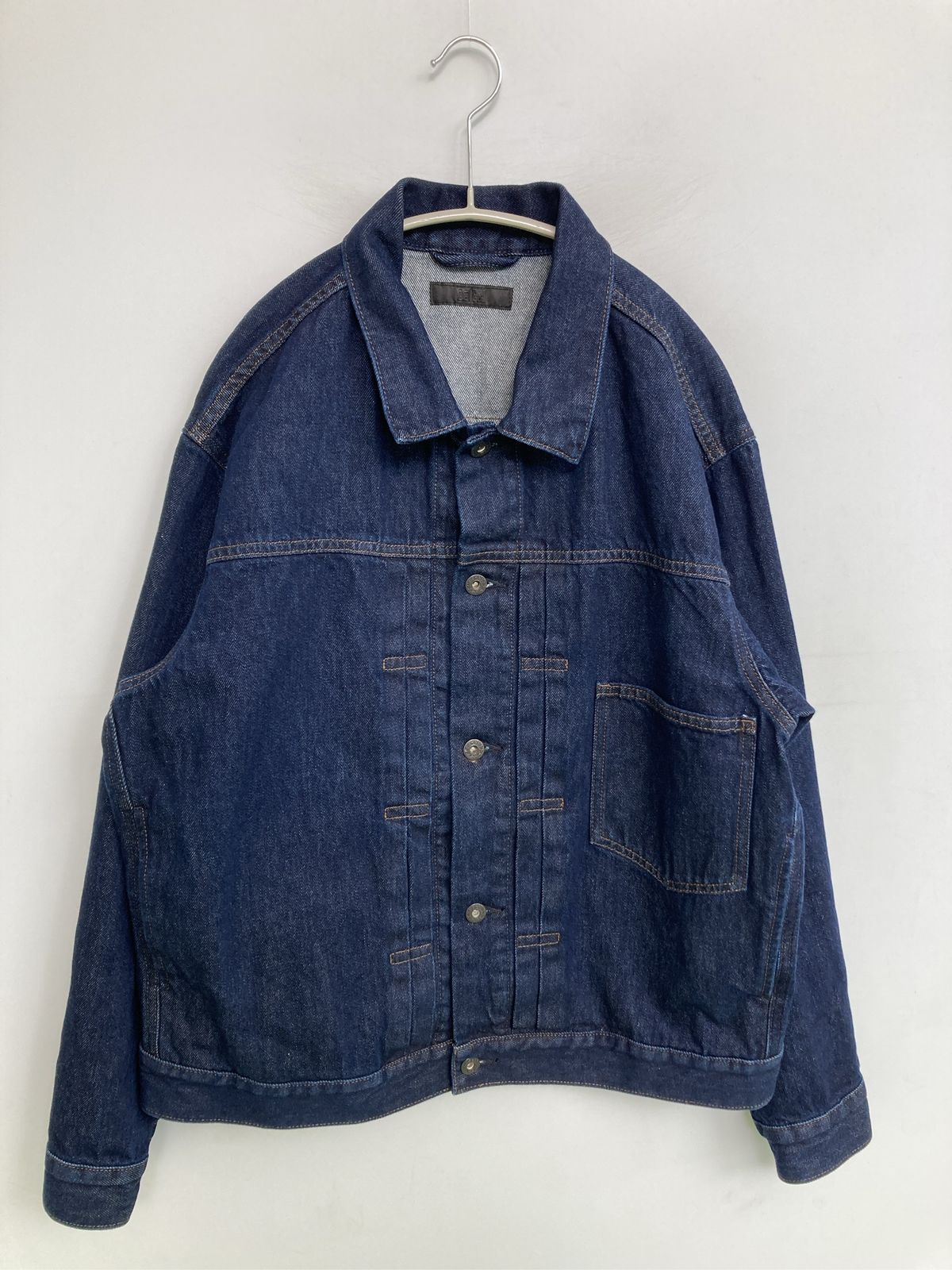 UNIQLO ユニクロ デニムジャケット L ネイビー 無地 フードなし ボタン留め メンズ