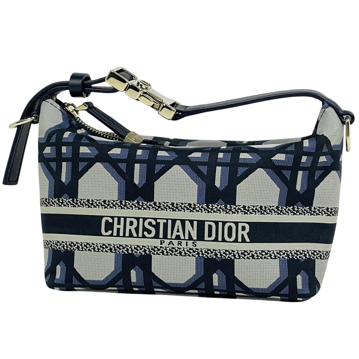 クリスチャンディオール Christian Dior カナージュ ノマド ポーチ アクセサリーポーチ ナイロンキャンバス ネイビー レディース 【中古】
