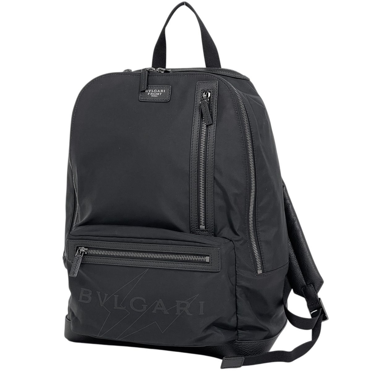 ブルガリ BVLGARI ロゴ リュックサック フラグメント バッグパック ナイロン ブラック レディース 【中古】