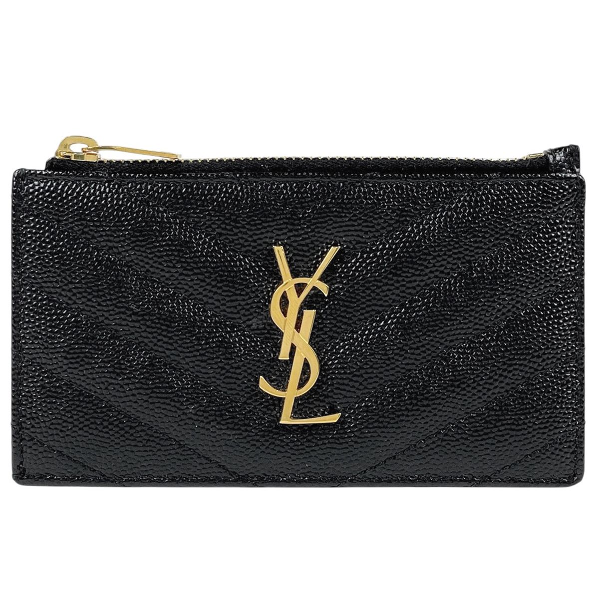 サンローラン SAINT LAURENT モノグラム フラグメント ジップカードケース カードケース レザー ブラック 607915 レディース 【中古】